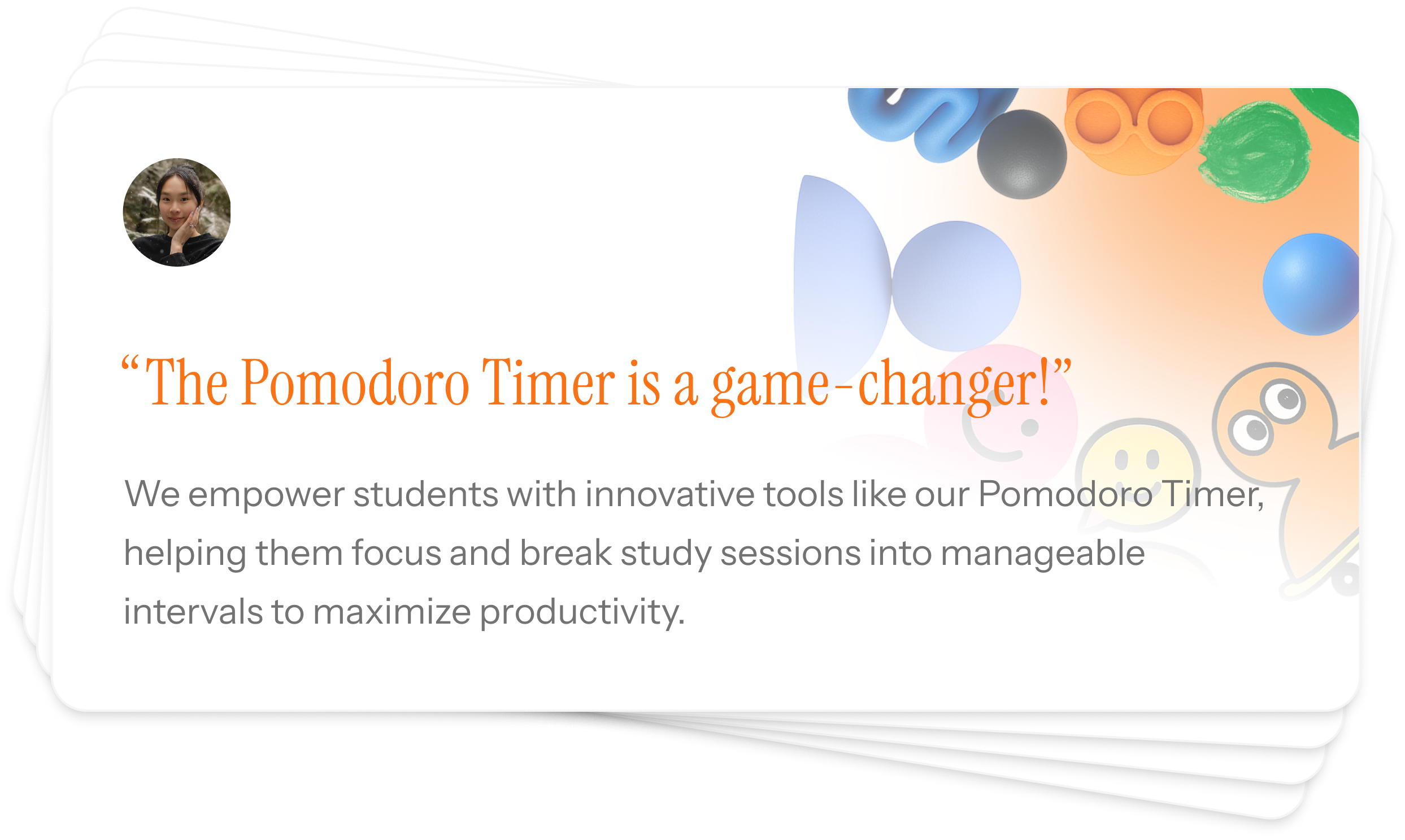 Student testimonial card