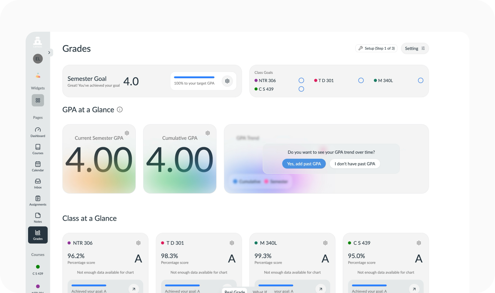 BetterCanvas grades page